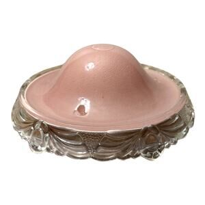 Antique Pink Art Deco Glass Ceiling Light Fixture 3 Hole Shade Globe 10"